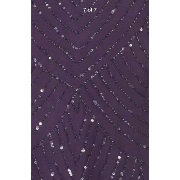 NEW Adrianna Papell Embellished Blouson Gown in Amethyst/Gunmetal [SZ 10‎ ] - Picture 4 of 14